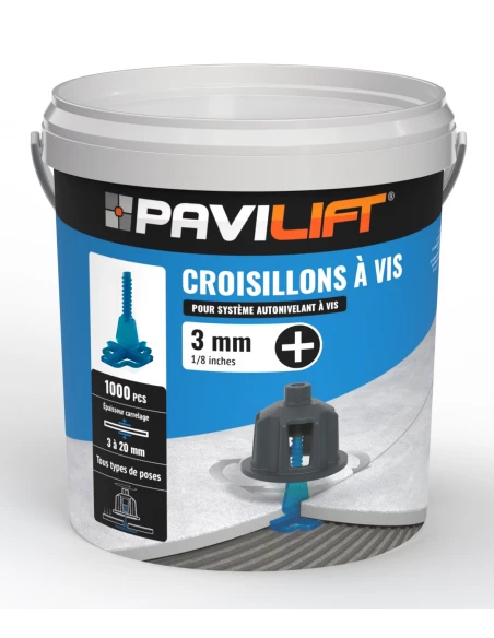 1000 Croisillons en "+" Autonivelant de 3mm (carreaux de 3 à 20mm) PAVILIFT - 1