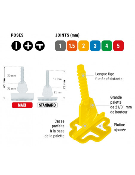 1000 Croisillons en "+" Autonivelant de 3mm (carreaux de 3 à 20mm) PAVILIFT - 3