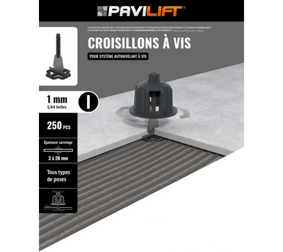 250 Croisillons en "I" Autonivelant de 1mm (carreaux de 3 à 20mm) PAVILIFT - 5