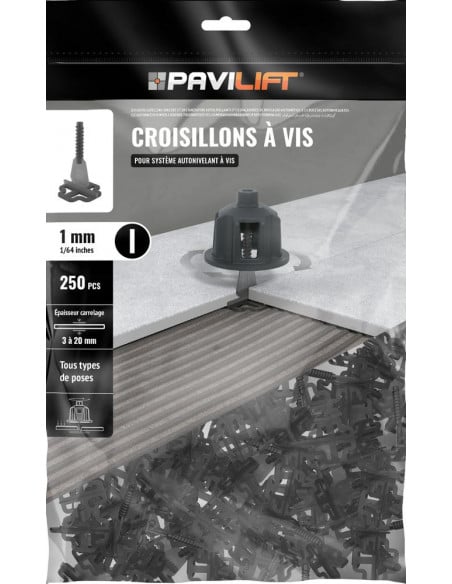 250 Croisillons en "I" Autonivelant de 1mm (carreaux de 3 à 20mm) PAVILIFT - 1
