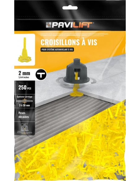 250 Croisillons en "T" Autonivelant de 2mm (carreaux de 3 à 20mm) PAVILIFT - 1