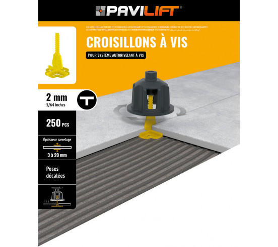 250 Croisillons en "T" Autonivelant de 2mm (carreaux de 3 à 20mm) PAVILIFT - 5