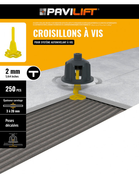 250 Croisillons en "T" Autonivelant de 2mm (carreaux de 3 à 20mm) PAVILIFT - 5