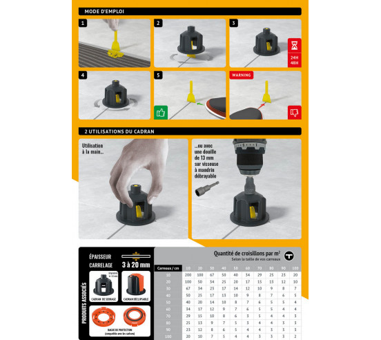 250 Croisillons en "T" Autonivelant de 2mm (carreaux de 3 à 20mm) PAVILIFT - 4