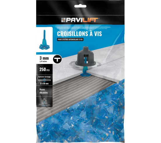 250 Croisillons en "T" Autonivelant de 3mm (carreaux de 3 à 20mm) PAVILIFT - 1