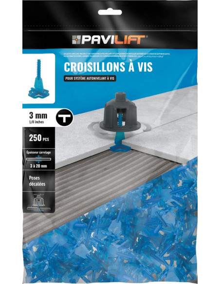 250 Croisillons en "T" Autonivelant de 3mm (carreaux de 3 à 20mm) PAVILIFT - 1