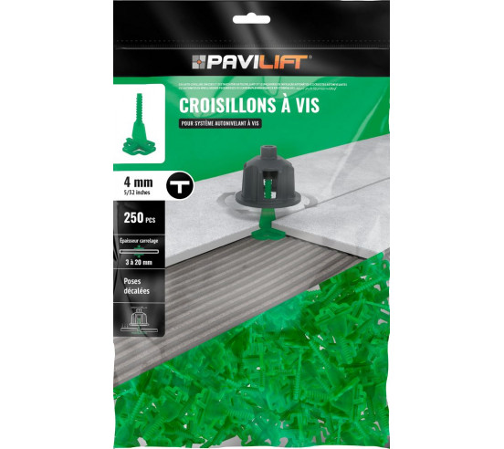250 Croisillons en "T" Autonivelant de 4mm (carreaux de 3 à 20mm) PAVILIFT - 1