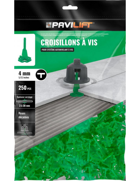 250 Croisillons en "T" Autonivelant de 4mm (carreaux de 3 à 20mm) PAVILIFT - 1