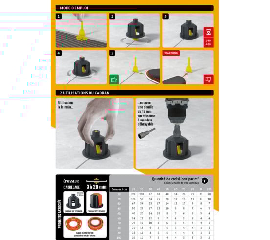 250 Croisillons en "T" Autonivelant de 4mm (carreaux de 3 à 20mm) PAVILIFT - 4
