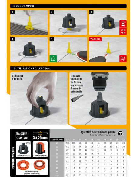 250 Croisillons en "T" Autonivelant de 4mm (carreaux de 3 à 20mm) PAVILIFT - 4
