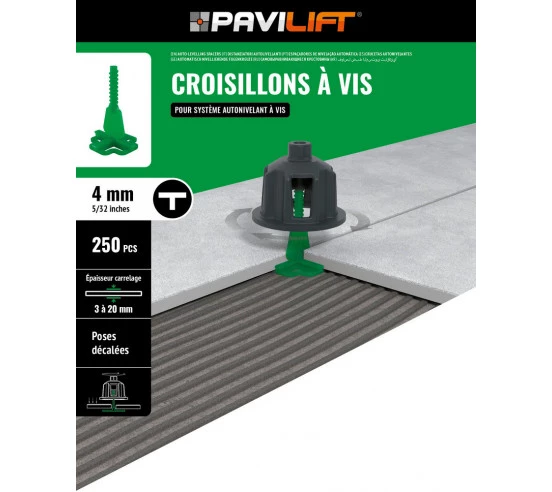 250 Croisillons en "I" Autonivelant de 4mm (carreaux de 3 à 20mm) PAVILIFT - 5