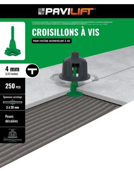 250 Croisillons en "I" Autonivelant de 4mm (carreaux de 3 à 20mm) PAVILIFT - 5