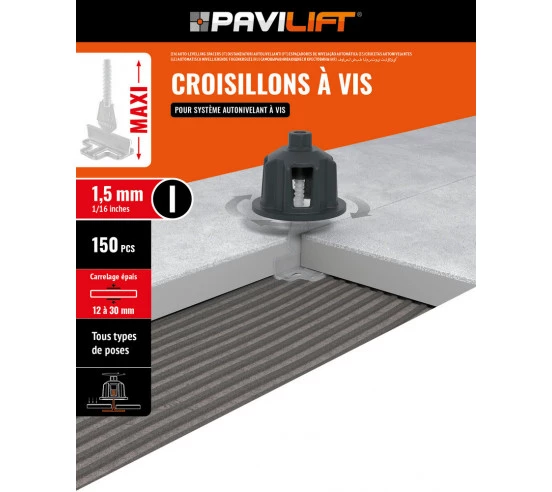 150 Croisillons en "I" Autonivelant de 1,5mm MAXI (carreaux de 12 à 30mm) PAVILIFT - 5