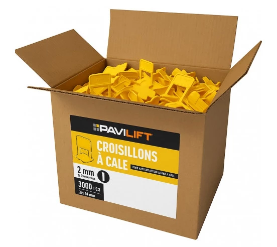 3000 Croisillons autonivelants à cale en "I" 2mm (carrelage de 3 à 14mm) PAVILIFT - 1