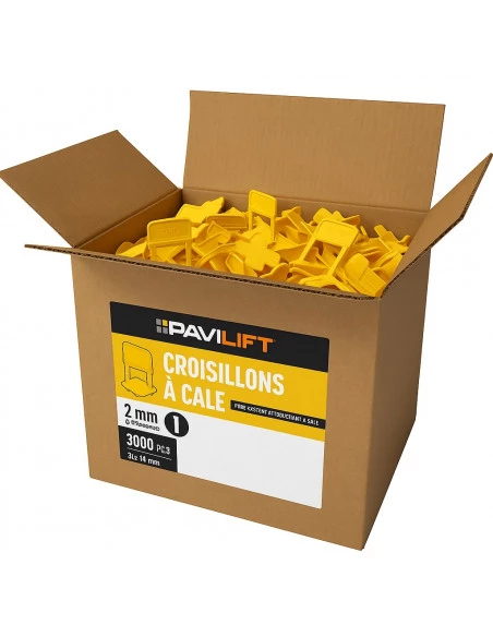 3000 Croisillons autonivelants à cale en "I" 2mm (carrelage de 3 à 14mm) PAVILIFT - 1