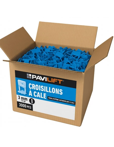 3000 Croisillons autonivelants à cale en "I" 3mm (carrelage de 3 à 14mm) PAVILIFT