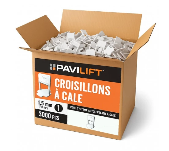 3000 Croisillons autonivelants à cale en "I" 1,5mm (carrelage de 3 à 14mm) PAVILIFT - 1