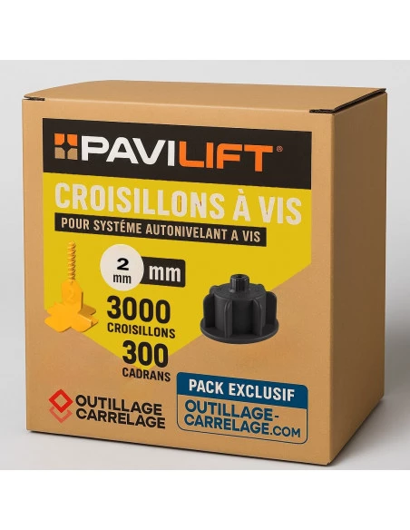 Carton de 3000 croiillons à vis en 2 mm I et 300 cadrans de serrage de 3 à 12 mm PAVILIFT - 1