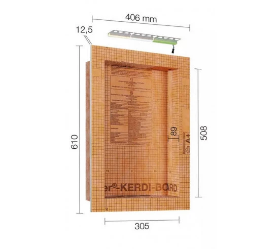 Kit niche à encastrer avec éclairage Led - Kerdi Board NLT 305 x 508 x 89 mm SCHLUTER - 1