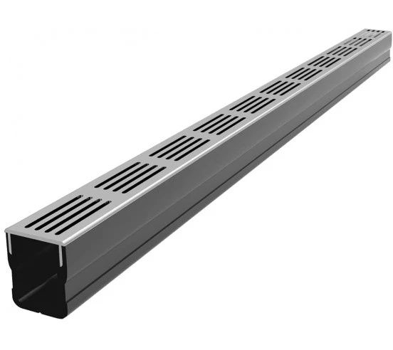 Caniveau de drainage fin Classe A15 Grille design Aluminium Slimline ACO - 1