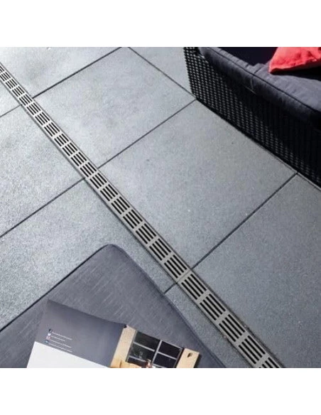 Caniveau de drainage fin Classe A15 Grille design Aluminium Slimline ACO - 5