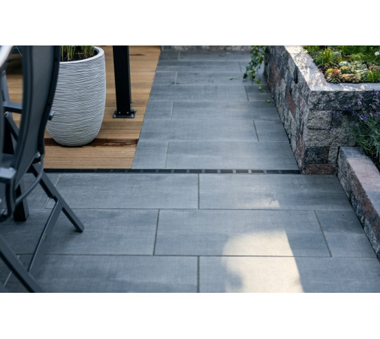 Caniveau de drainage étroit 6cm Classe A15 Grille design Alu noire Slimline ACO - 3