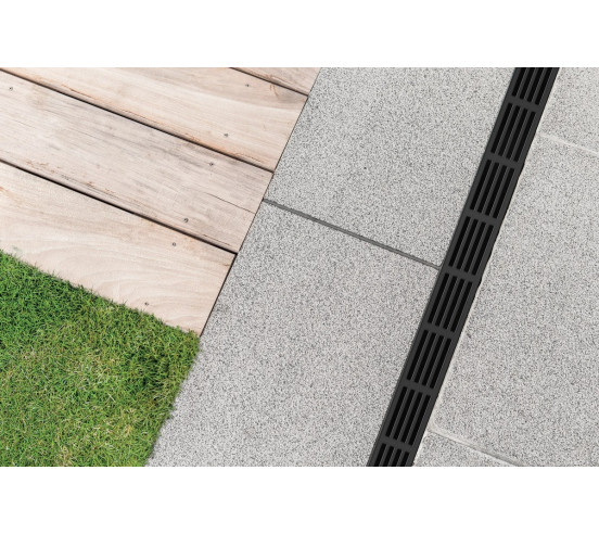 Caniveau de drainage étroit 6cm Classe A15 Grille design Alu noire Slimline ACO - 2