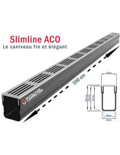 Caniveau de drainage étroit 6cm Classe A15 Grille design Aluminium Slimline ACO - 1