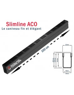 Caniveau de drainage étroit 6cm Classe A15 Grille design Alu noir Slimline ACO - 1