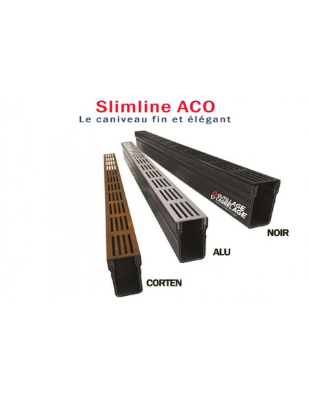 Caniveau de drainage étroit 6cm Classe A15 Grille design Alu noir Slimline ACO - 8