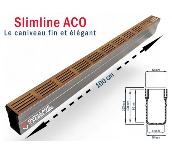 Caniveau de drainage étroit 6cm Classe A15 Grille en acier Corten Slimline ACO - 1
