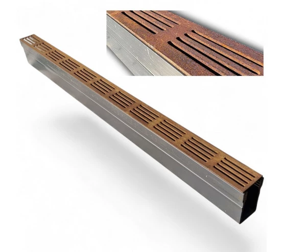 Caniveau de drainage étroit 6cm Classe A15 Grille en acier Corten Slimline ACO - 2