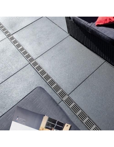 Caniveau de drainage fin Classe A15 Grille design Aluminium Slimline ACO - 5