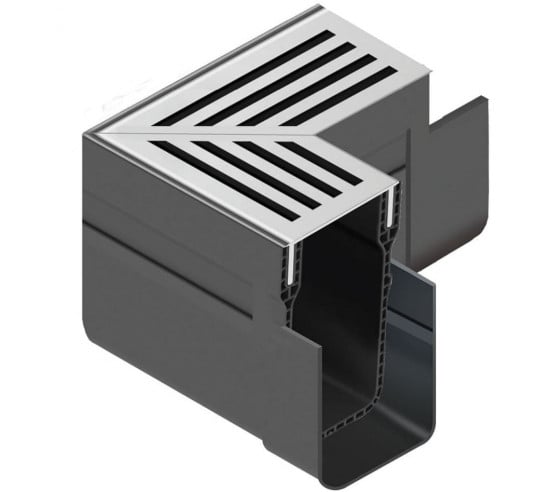 Elément d'angle pour Caniveau A15 Grille design Aluminium Slimline ACO - 1