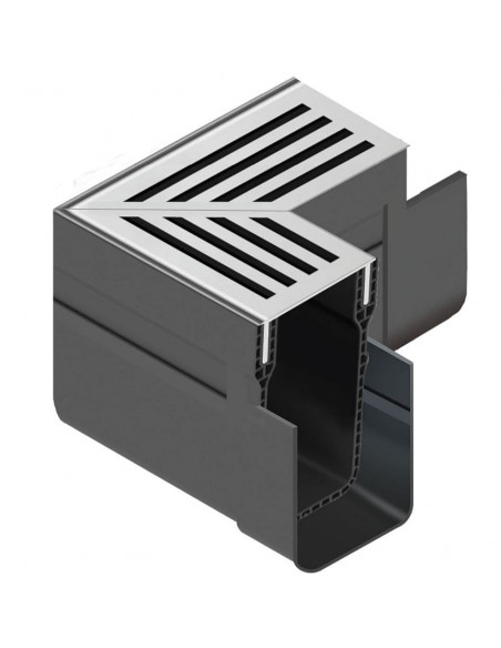Elément d'angle pour Caniveau A15 Grille design Aluminium Slimline ACO - 1