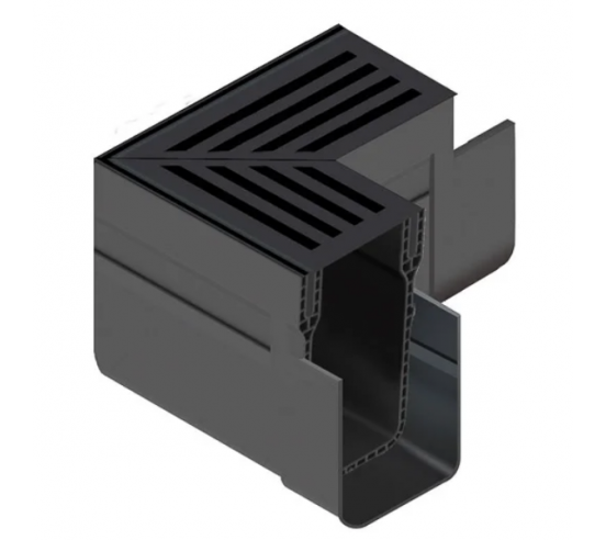 Elément d'angle pour Caniveau A15 Design Aluminium Noir Slimline ACO - 1