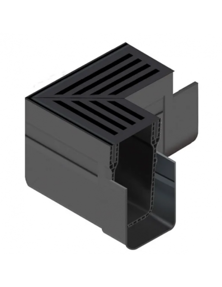 Elément d'angle pour Caniveau A15 Design Aluminium Noir Slimline ACO - 1
