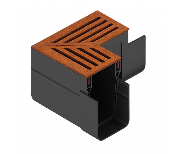 Elément d'angle pour Caniveau A15 en acier Corten Slimline ACO - 1