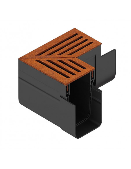 Elément d'angle pour Caniveau A15 en acier Corten Slimline ACO - 1