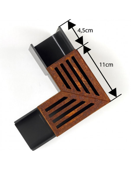 Elément d'angle pour Caniveau A15 en acier Corten Slimline ACO - 2