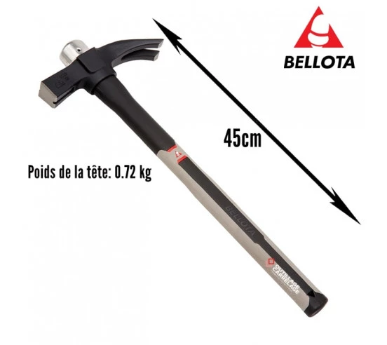 Marteau de coffreur aimanté, manche en fibre de carbone 8030CICF BELLOTA - 1
