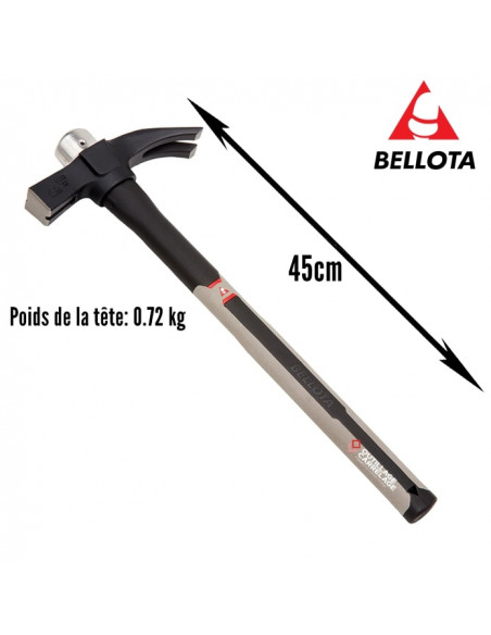Marteau de coffreur aimanté, manche en fibre de carbone 8030CICF BELLOTA - 1