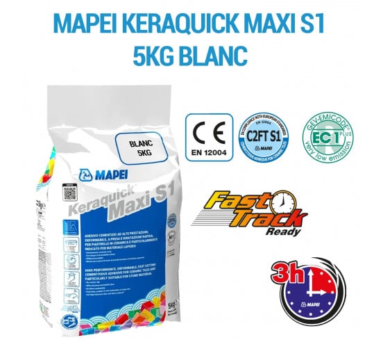 Mortier colle carrelage rapide 5 kg KERAQUICK MAXI S1 C2FTS1 MAPEI - 2