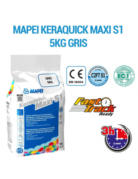 Mortier colle carrelage rapide 5 kg KERAQUICK MAXI S1 C2FTS1 MAPEI - 4