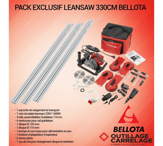 Pack LEANSAW + Rail 330 cm – Scie carrelage 230 V 1400 W - 1