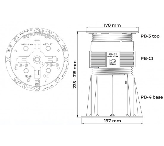 Plot réglable de 230 à 315 mm (Gamme PB) PB-5 BUZON - 4