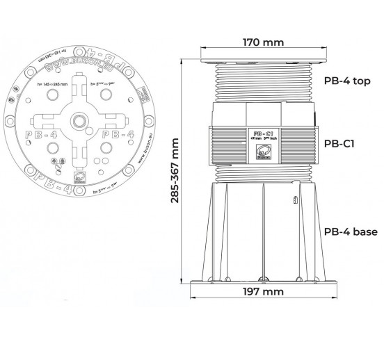 Plot réglable de 285 à 367 mm (Gamme PB) PB-6 BUZON - 4