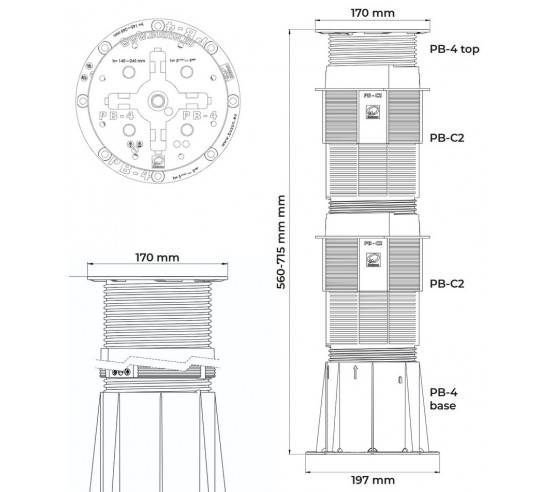 Plot réglable de 560 à 715 mm (Gamme PB) PB-9 BUZON - 6