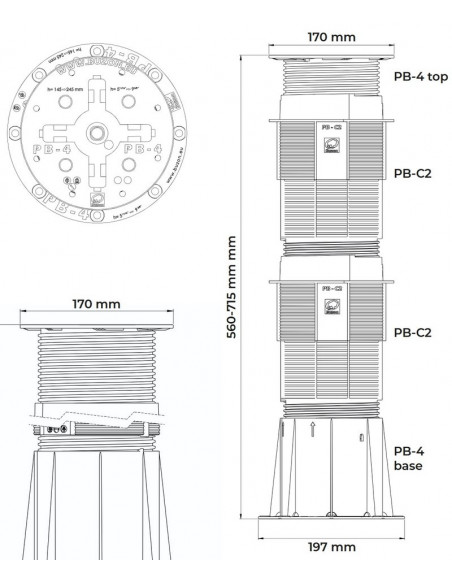 Plot réglable de 560 à 715 mm (Gamme PB) PB-9 BUZON - 6