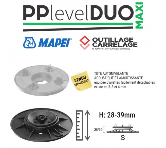 Base de plot réglable de 28 à 39 mm PP LEVEL DUO MAXI MAPEI - 1
